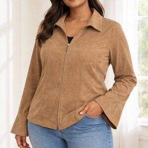 Cato Women’s Tan Zip Front Jacket Size 2X (18/20W) Lightweight Casual Jacket